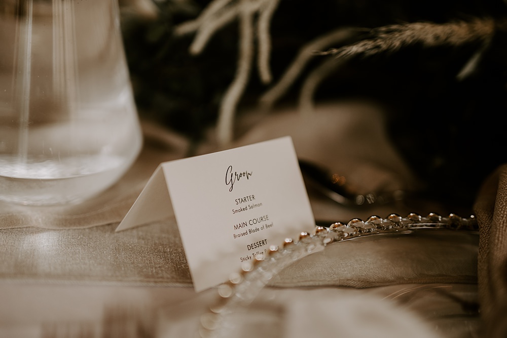 Menu Place Card Cockliffe Country House Wedding The Light Painters