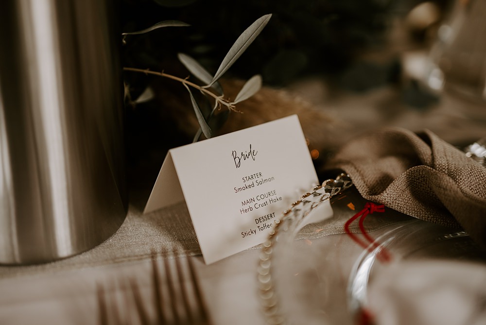 Menu Place Card Cockliffe Country House Wedding The Light Painters