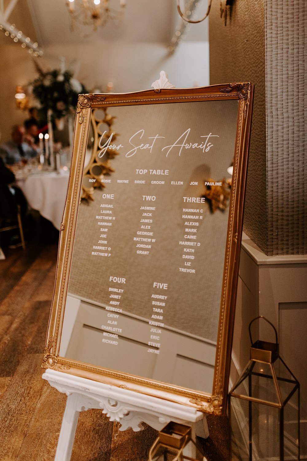Gold Mirror Table Plan Cockliffe Country House Wedding The Light Painters