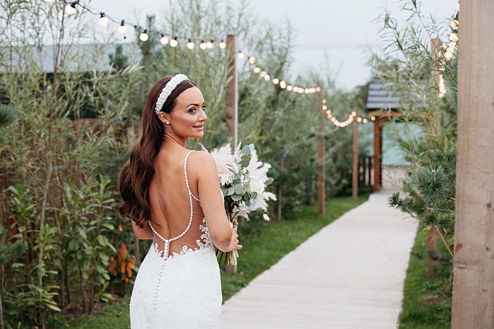 Dress Gown Bride Bridal Straps Lace Train Elegant Farm Wedding Jenny Rose Photography