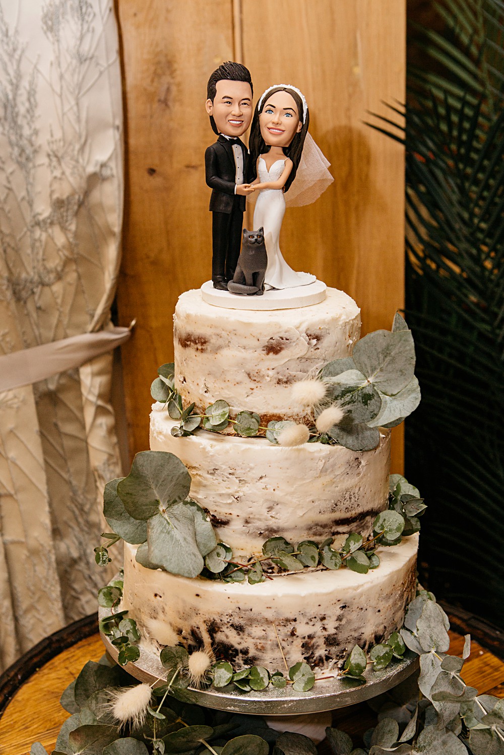 Semi Naked Cake Greenery Topper Elegant Farm Wedding Jenny Rose Photography