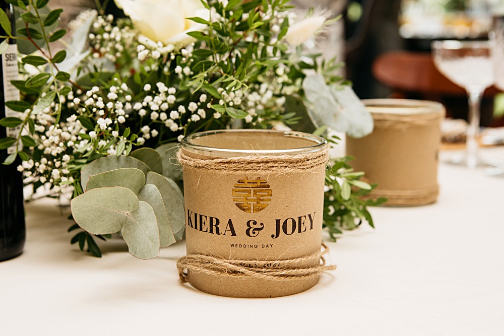 Personalised Candle Elegant Farm Wedding Jenny Rose Photography