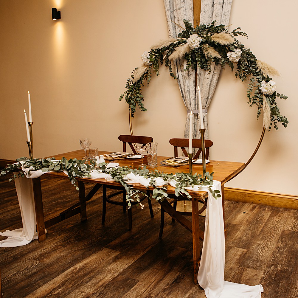 Top Table Greenery Runner Hoop Decor Elegant Farm Wedding Jenny Rose Photography