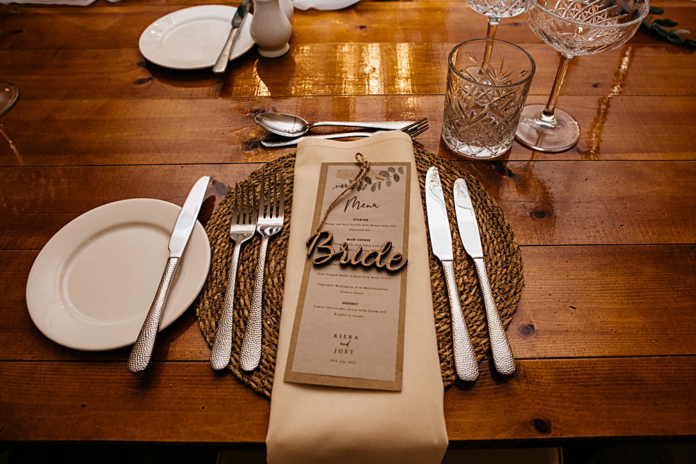 Place Setting Mat Hessian Laser Cut Wooden Name Elegant Farm Wedding Jenny Rose Photography