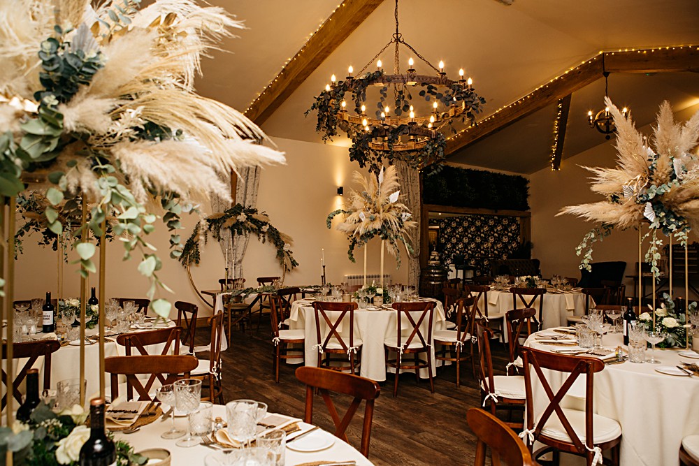Pampas Grass Flower Centrepieces Elegant Farm Wedding Jenny Rose Photography