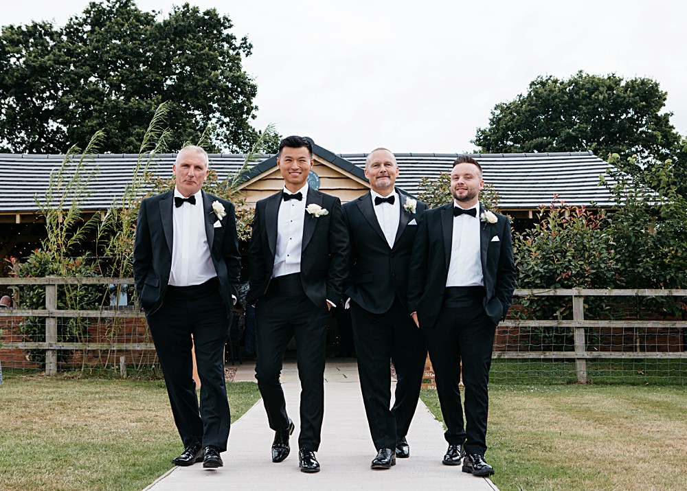 Groom Black Tuxedo Suit Elegant Farm Wedding Jenny Rose Photography