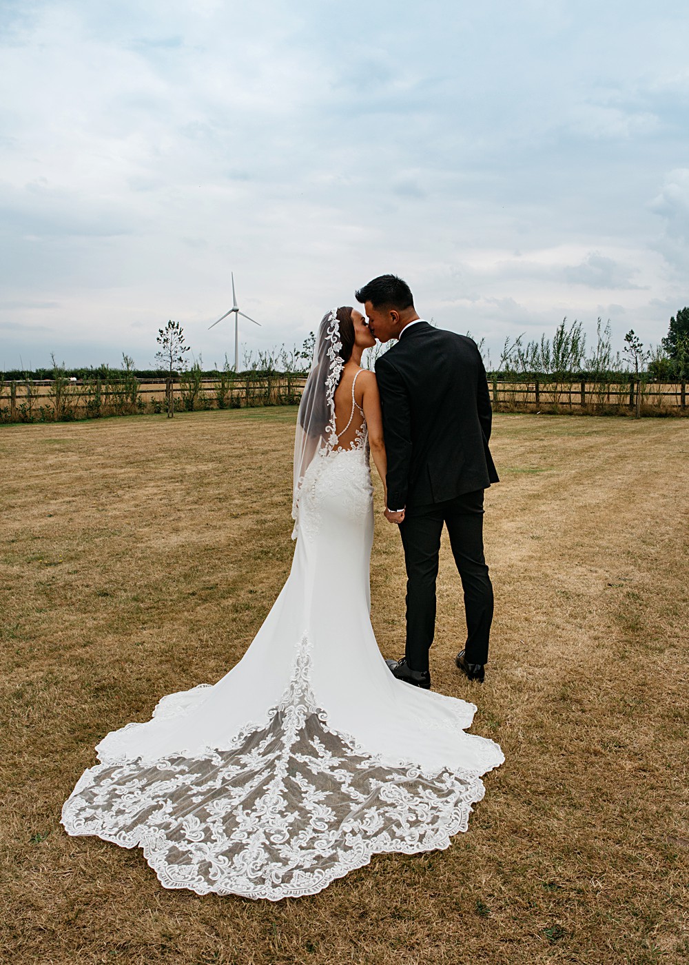 Dress Gown Bride Bridal Straps Lace Train Elegant Farm Wedding Jenny Rose Photography