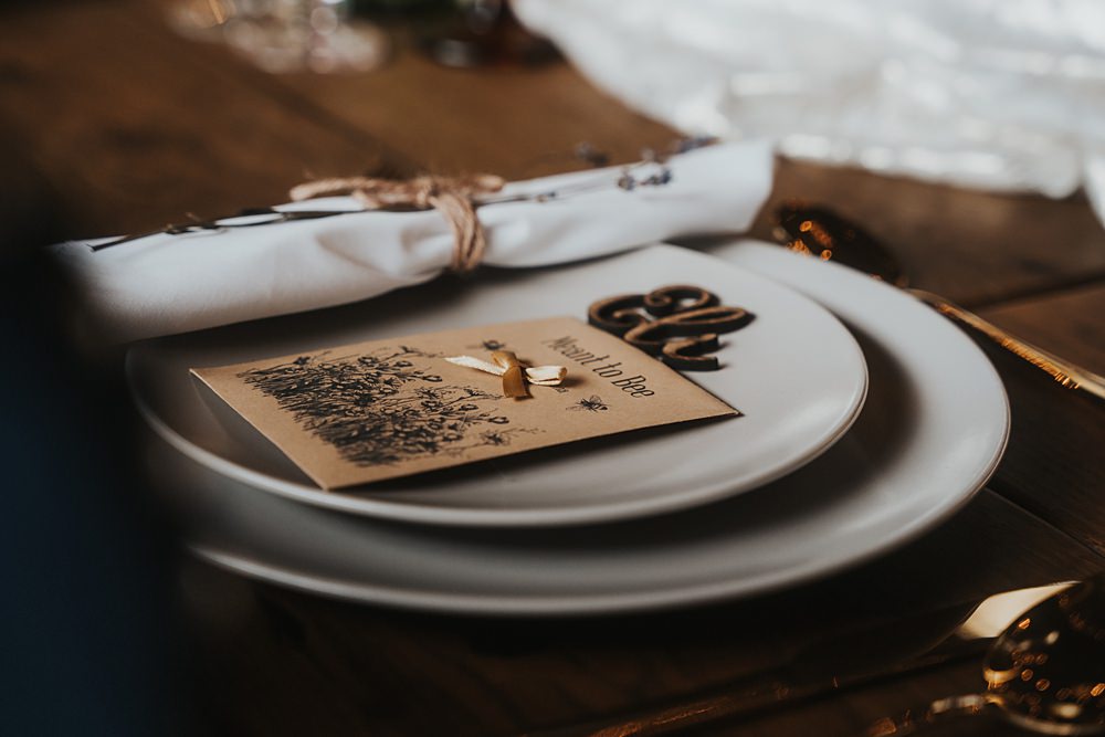 Place Setting Seed Favour Fun Colourful Barn Wedding Firewood Film
