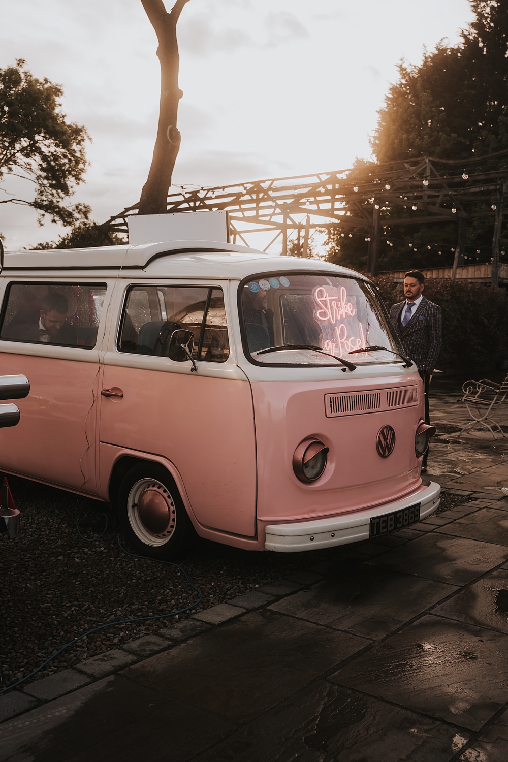 Pink Photobooth Campervan Fun Colourful Barn Wedding Firewood Film