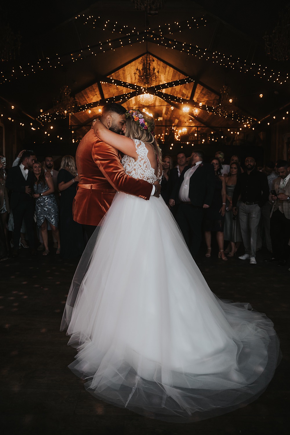 Festoon Lights First Dance Fun Colourful Barn Wedding Firewood Film