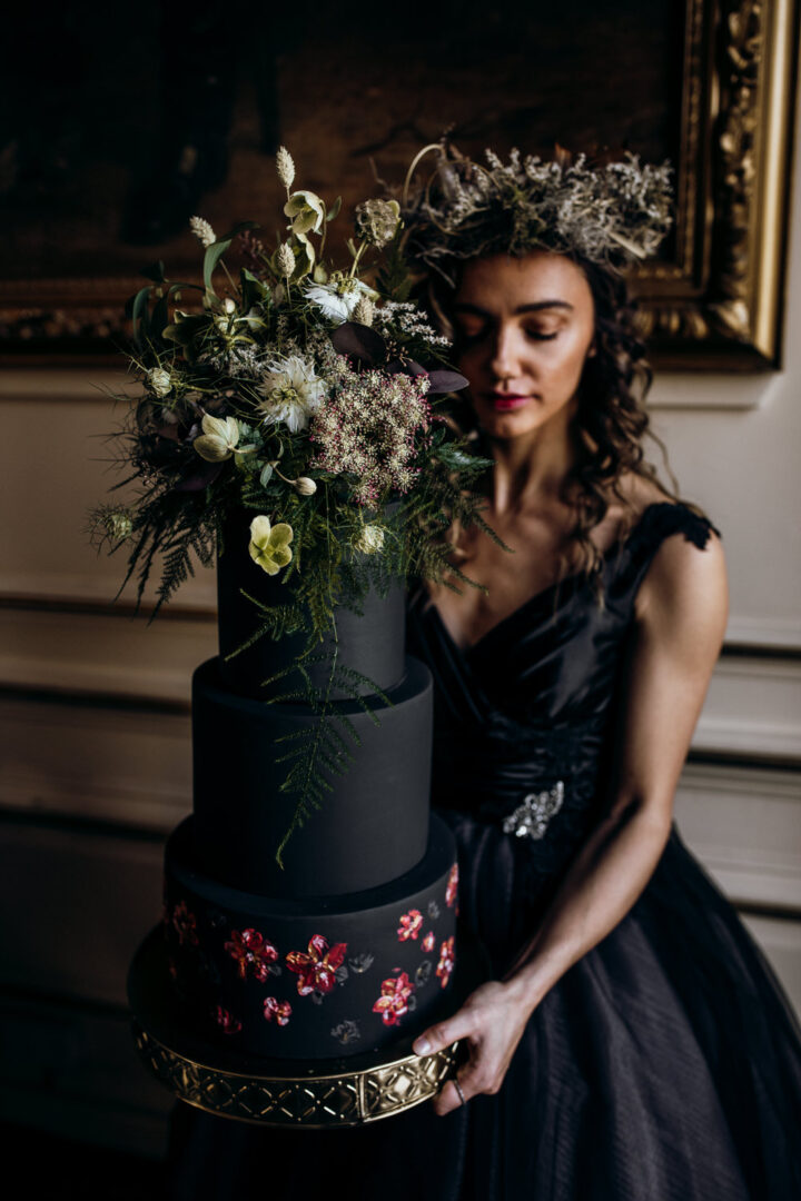 Halloween Wedding Ideas Black Cake Thyme Lane Photography