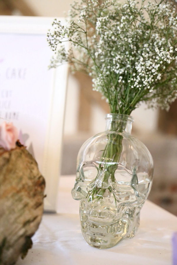 Halloween Wedding Skull Vase Flowers Rebecca Prigmore Photography