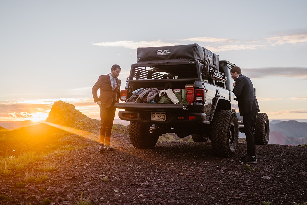 Off Road Car Transport Hiking Elopement Vows and Peaks