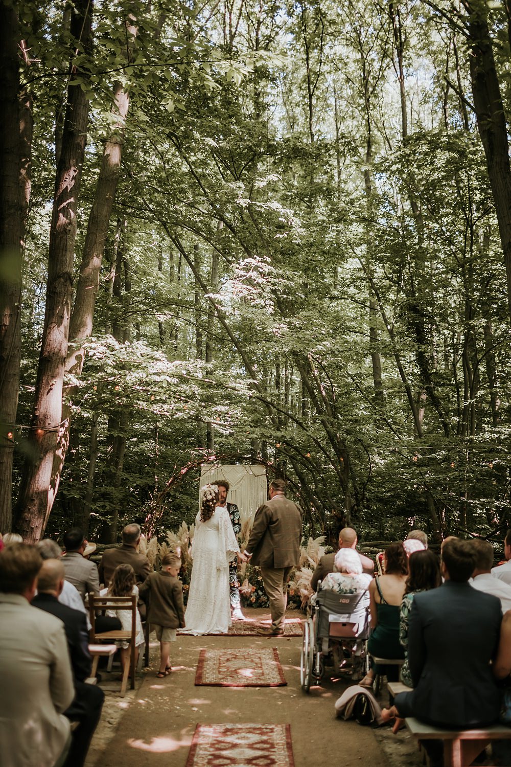 Pampas Grass Macrame Aisle Ceremony Decor Backdrop Kent Woodland Wedding Paul Fuller Photography