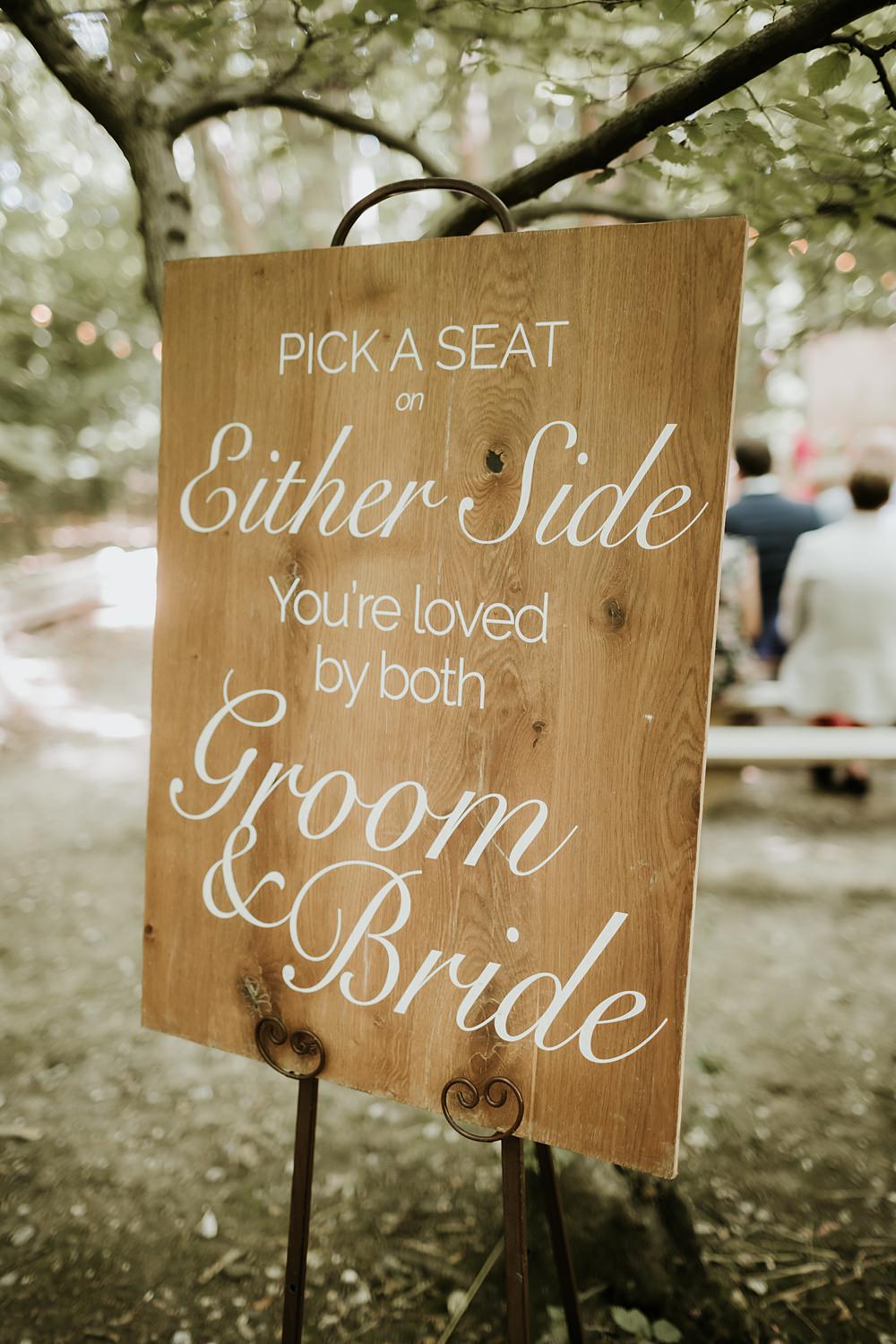 Wooden Sign Kent Woodland Wedding Paul Fuller Photography