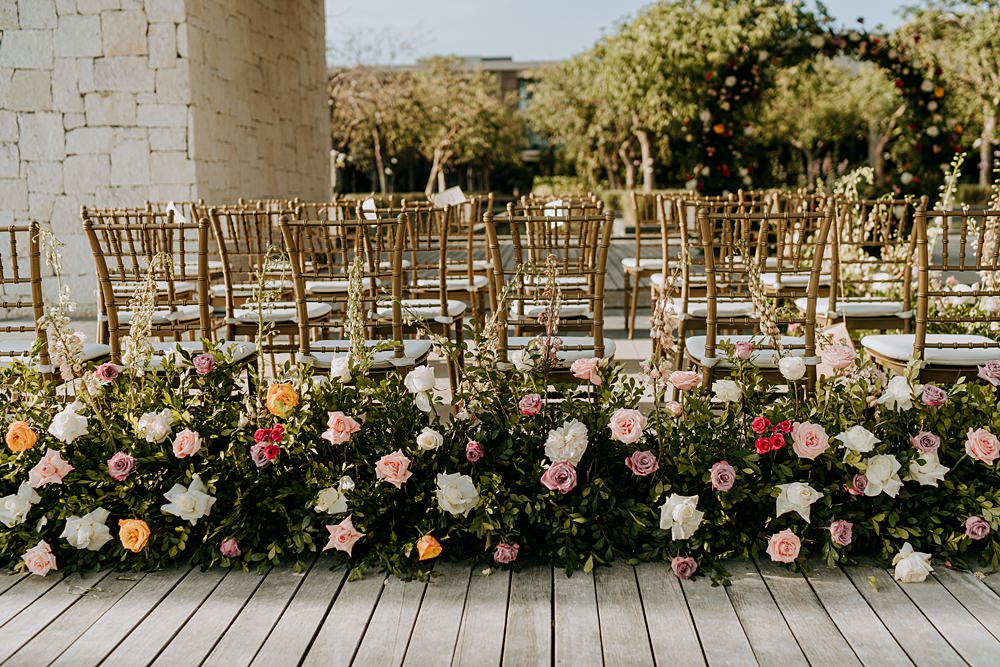 Ceremony Aisle Flowers Greenery Meadow Nizuc Resort Wedding Kape Photography