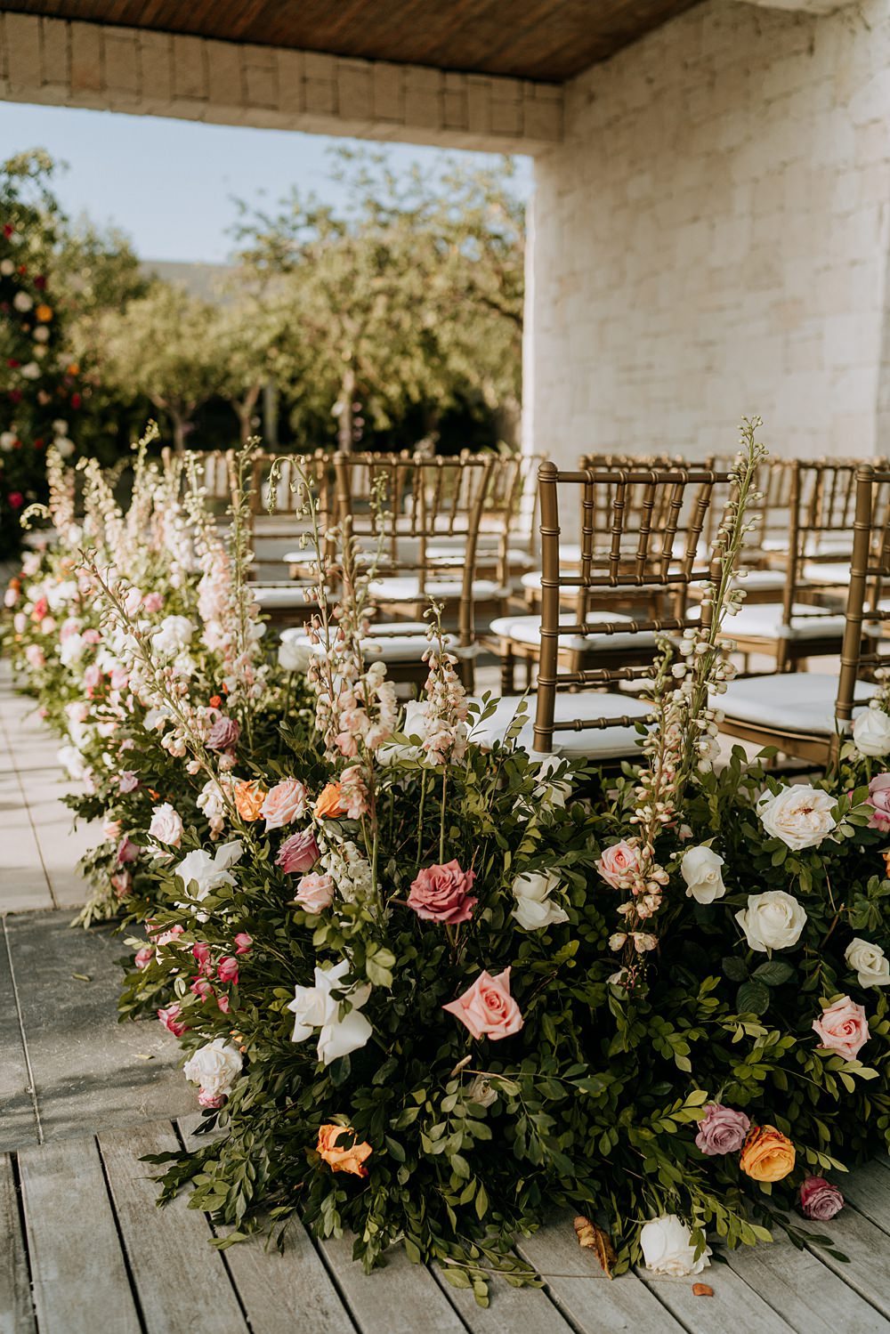 Ceremony Aisle Flowers Greenery Meadow Nizuc Resort Wedding Kape Photography