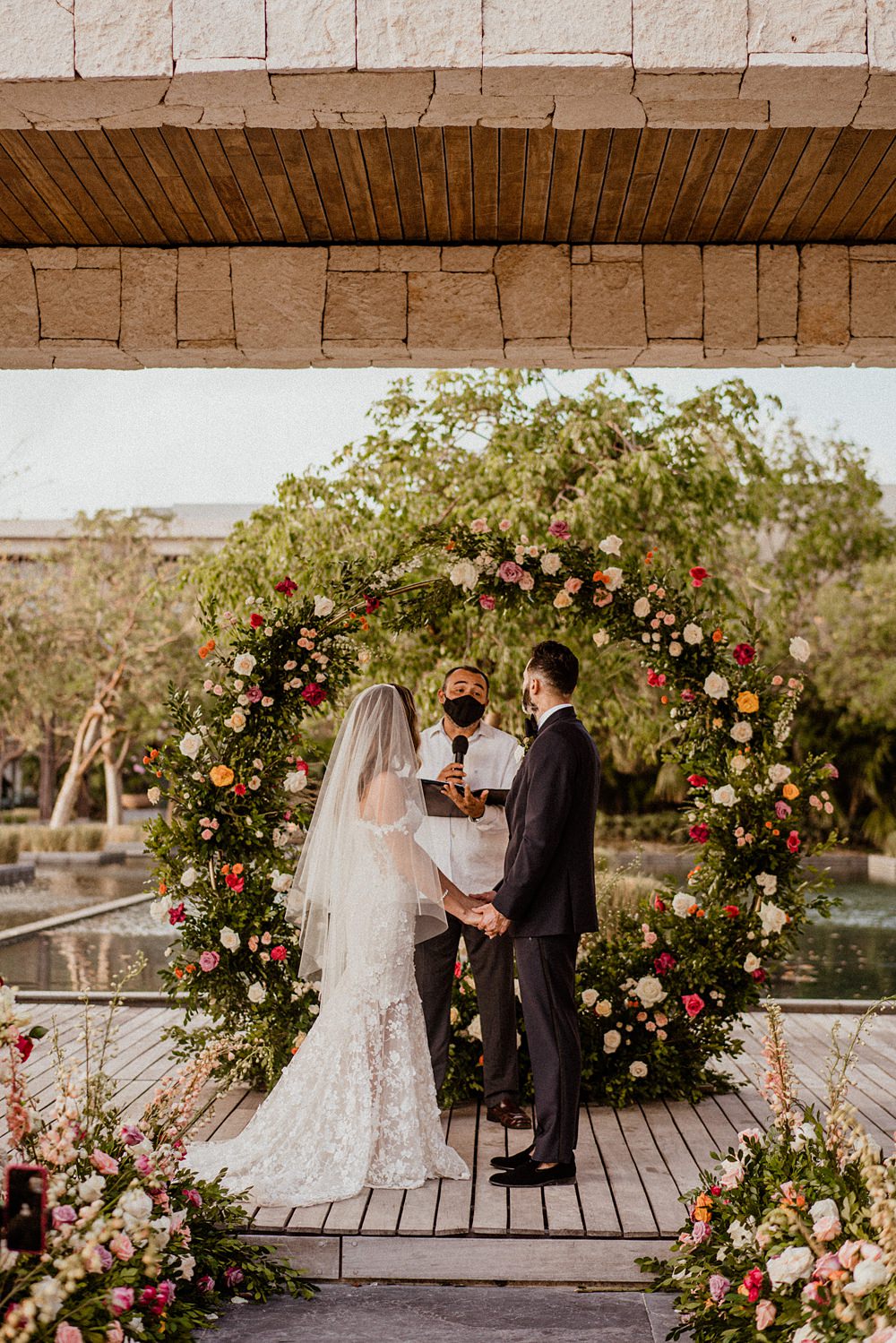 Moon Gate Hoop Flowers Backdrop Decor Ceremony Nizuc Resort Wedding Kape Photography