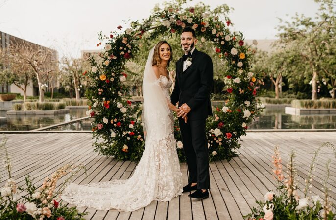 Moon Gate Hoop Flowers Backdrop Decor Ceremony Nizuc Resort Wedding Kape Photography