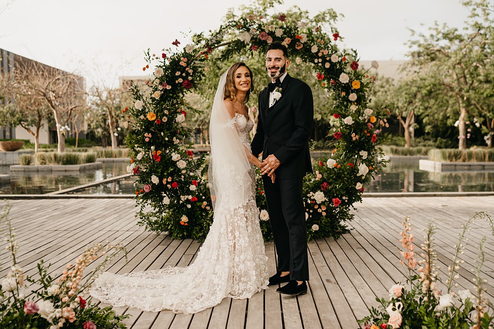 Moon Gate Hoop Flowers Backdrop Decor Ceremony Nizuc Resort Wedding Kape Photography