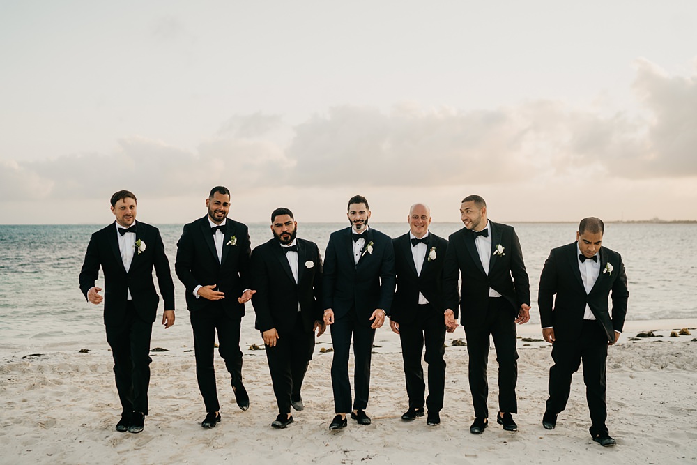 Groom Groomsmen Tuxedo Nizuc Resort Wedding Kape Photography