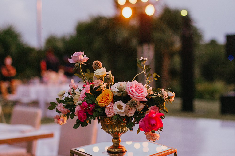 Urn Table Flower Arrangement Nizuc Resort Wedding Kape Photography