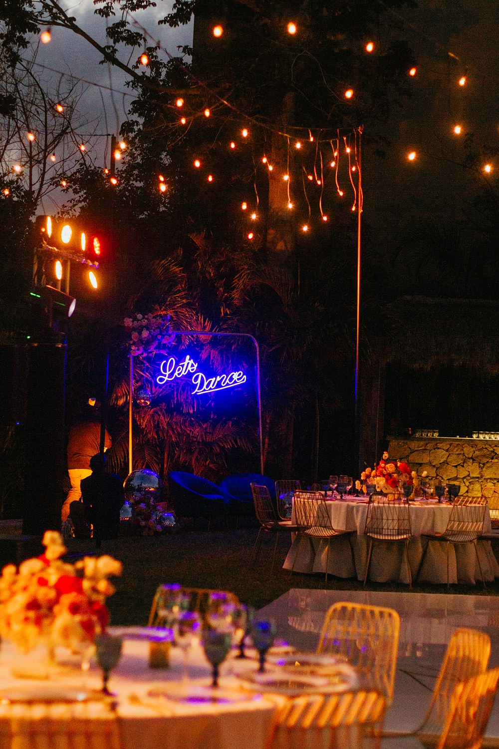 Festoon Lights Reception Nizuc Resort Wedding Kape Photography