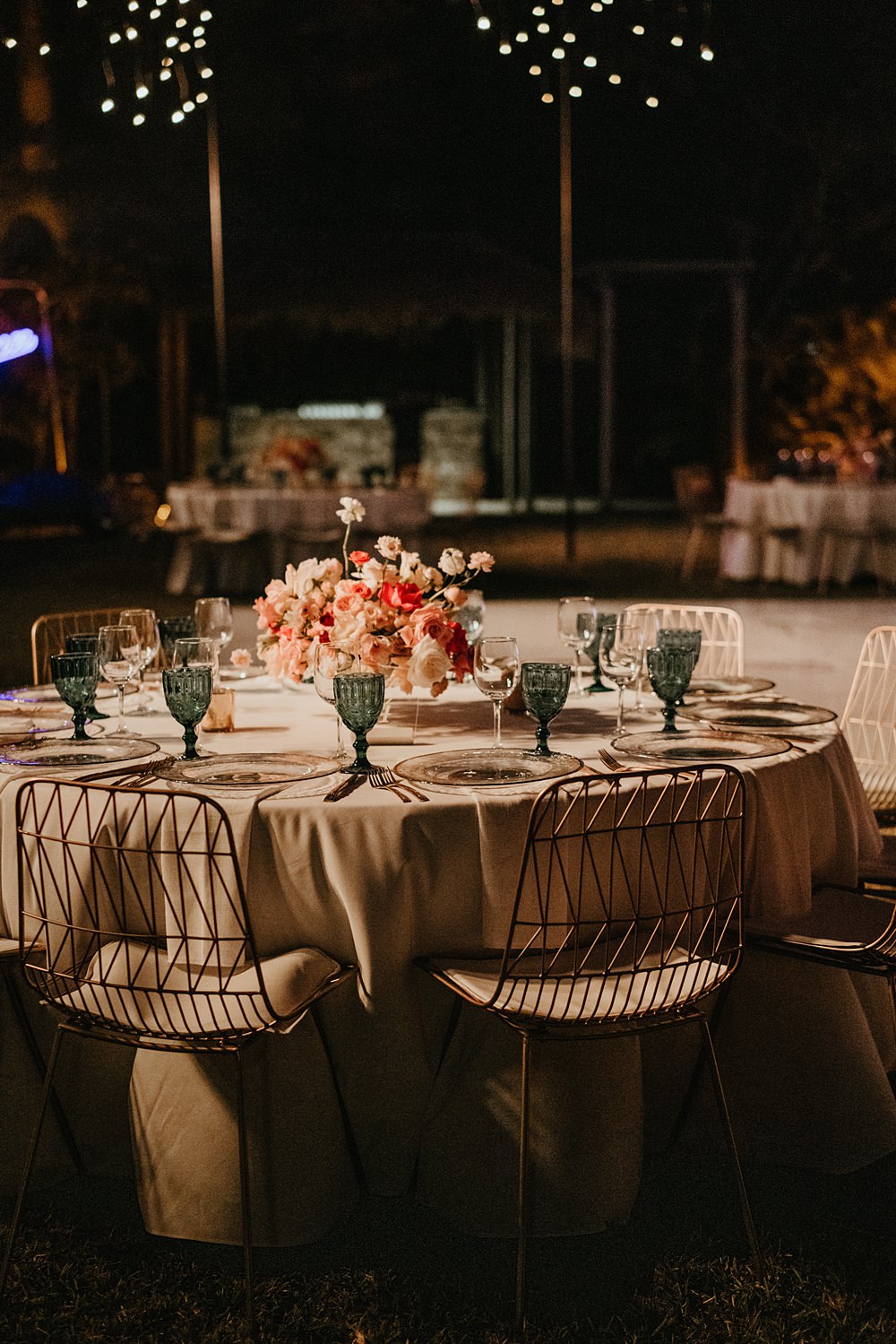 Round Tables Wire Chairs Decor Nizuc Resort Wedding Kape Photography