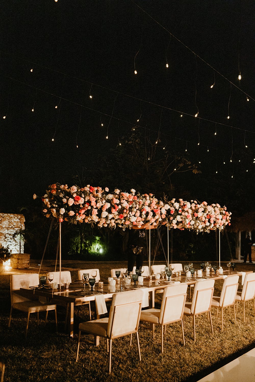 Tall Centrepiece Table Flowers Nizuc Resort Wedding Kape Photography