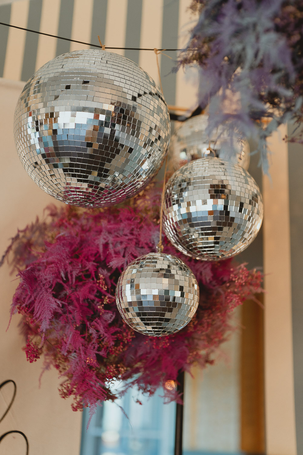 Disco Ball Decor Flowers Norfolk Beach Wedding Georgia Rachael