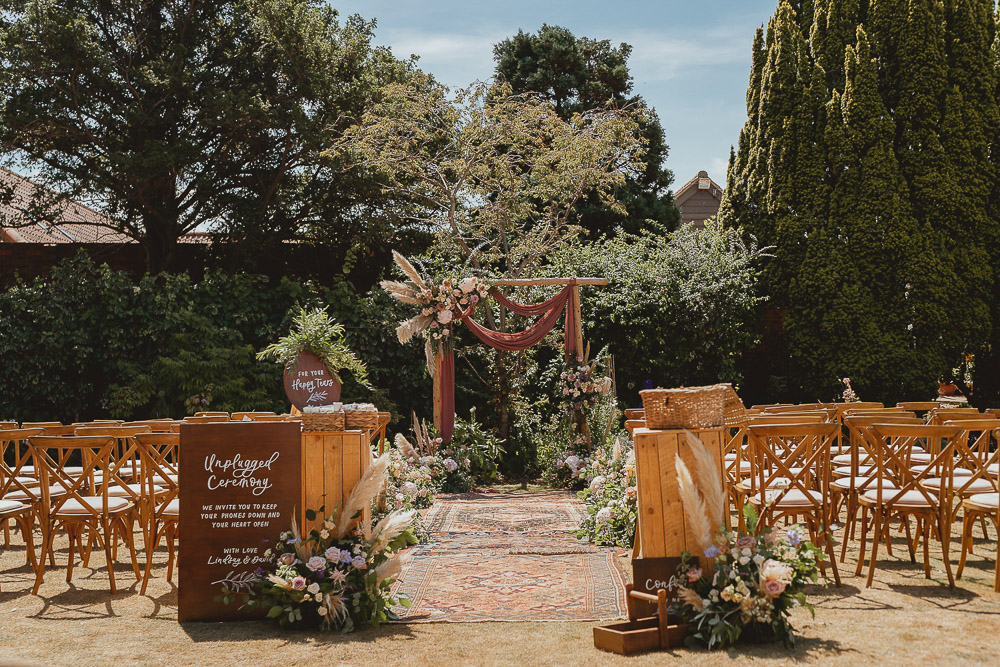 Ceremony Outdoor Rug Arch Flowers Decor Norfolk Beach Wedding Georgia Rachael