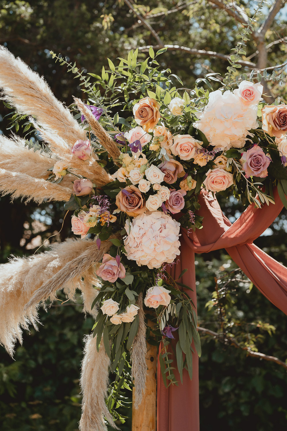 Flower Arrangement Ceremony Pink Pampas Grass Norfolk Beach Wedding Georgia Rachael