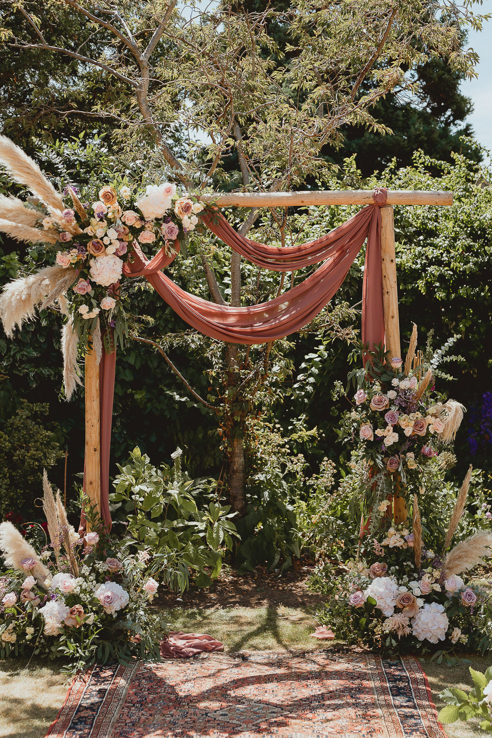 Ceremony Outdoor Rug Arch Flowers Decor Backdrop Norfolk Beach Wedding Georgia Rachael