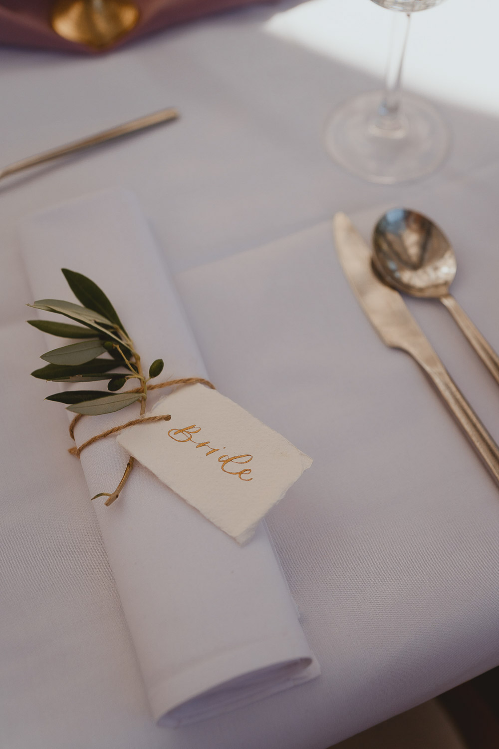 Greenery Place Setting Name Tag Norfolk Beach Wedding Georgia Rachael
