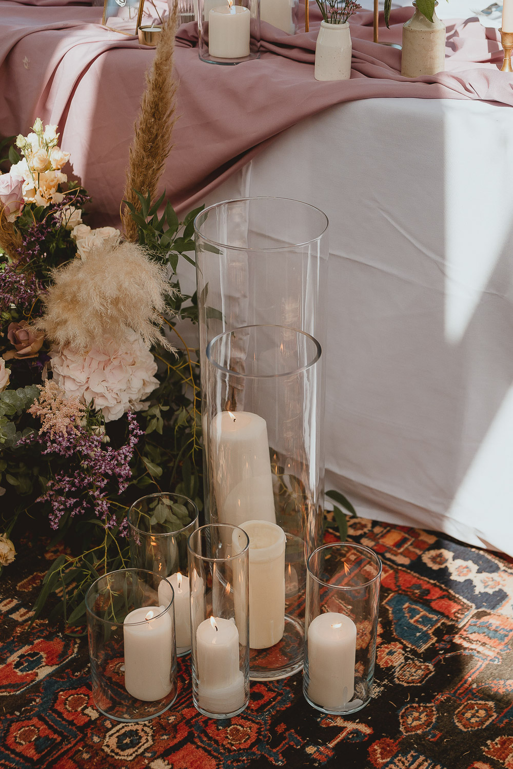 Top Table Decor Pink Gold Flowers Candles Norfolk Beach Wedding Georgia Rachael