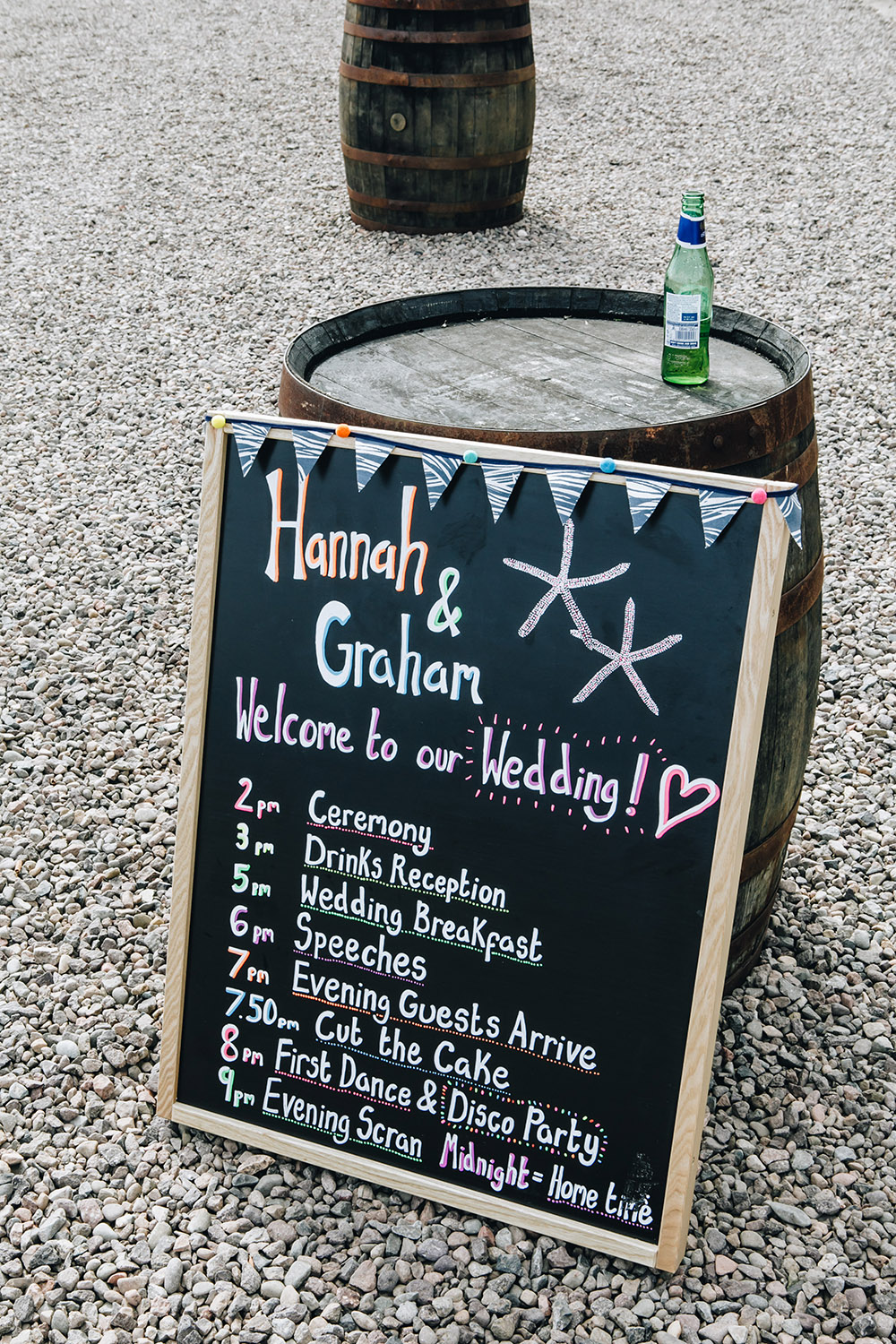 Chalkboard Order Day Sign Northumberland Barn Wedding Erika Tanith Photography