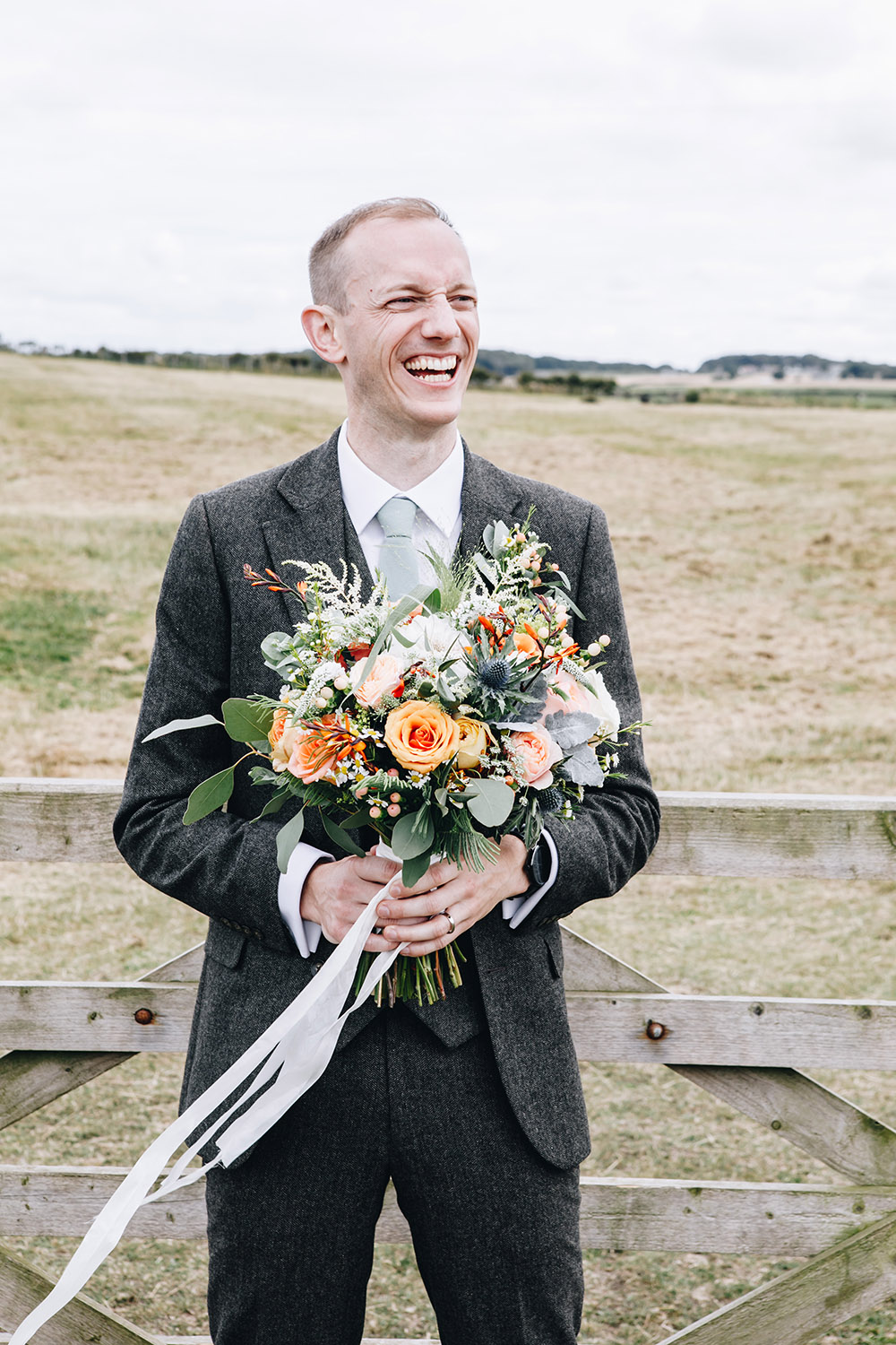Groom Bouquet Northumberland Barn Wedding Erika Tanith Photography
