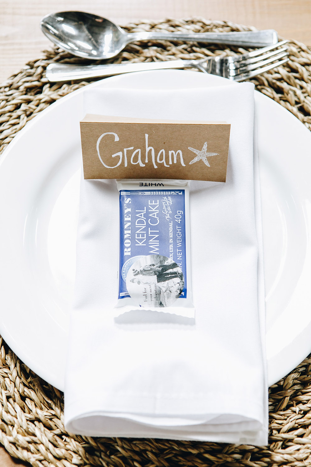 Place Setting Place Name Favour Northumberland Barn Wedding Erika Tanith Photography