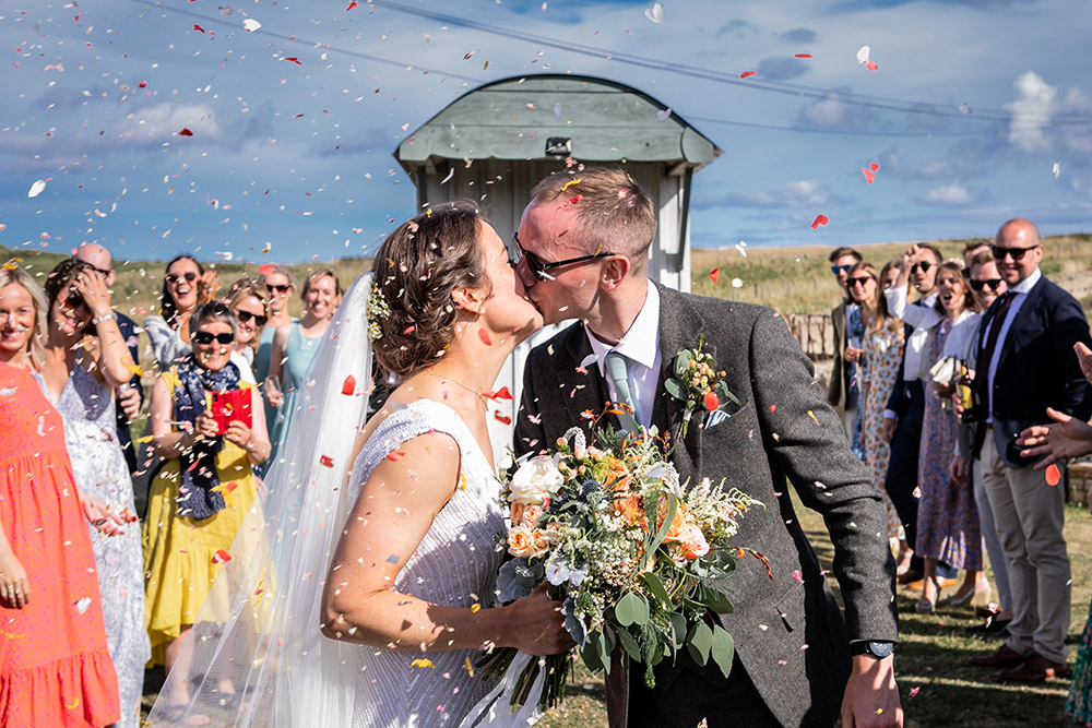 Confetti Throw Northumberland Barn Wedding Erika Tanith Photography