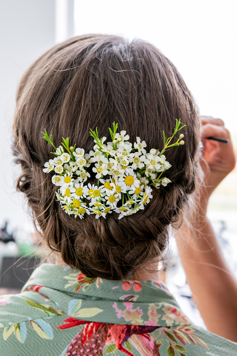 Bride Bridal Hairstyle Flowers Northumberland Barn Wedding Erika Tanith Photography