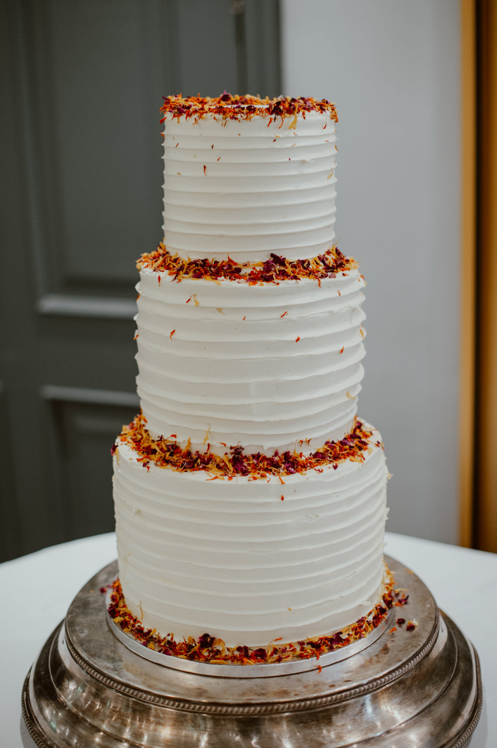 Buttercream Cake 3 Tier Stanhill Court Hotel Wedding Sasha Weddings