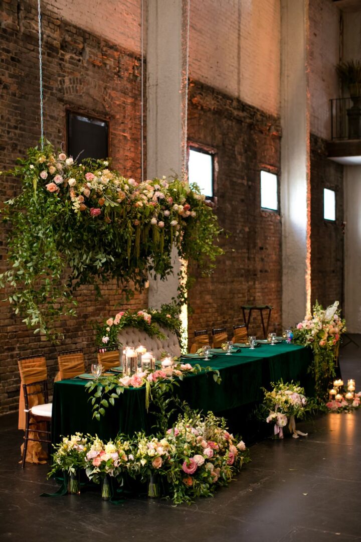 Top Table Wedding Decor Green Mustard Flowers Jeannine Marie Photography