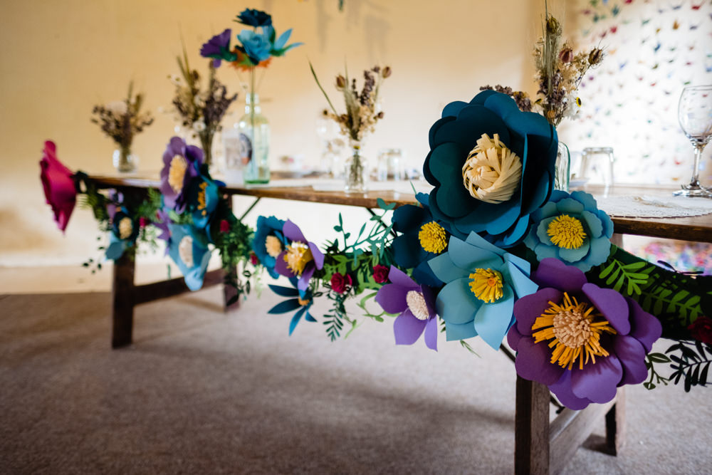 Top Table Wedding Decorations Paper Flowers Emma and Rich