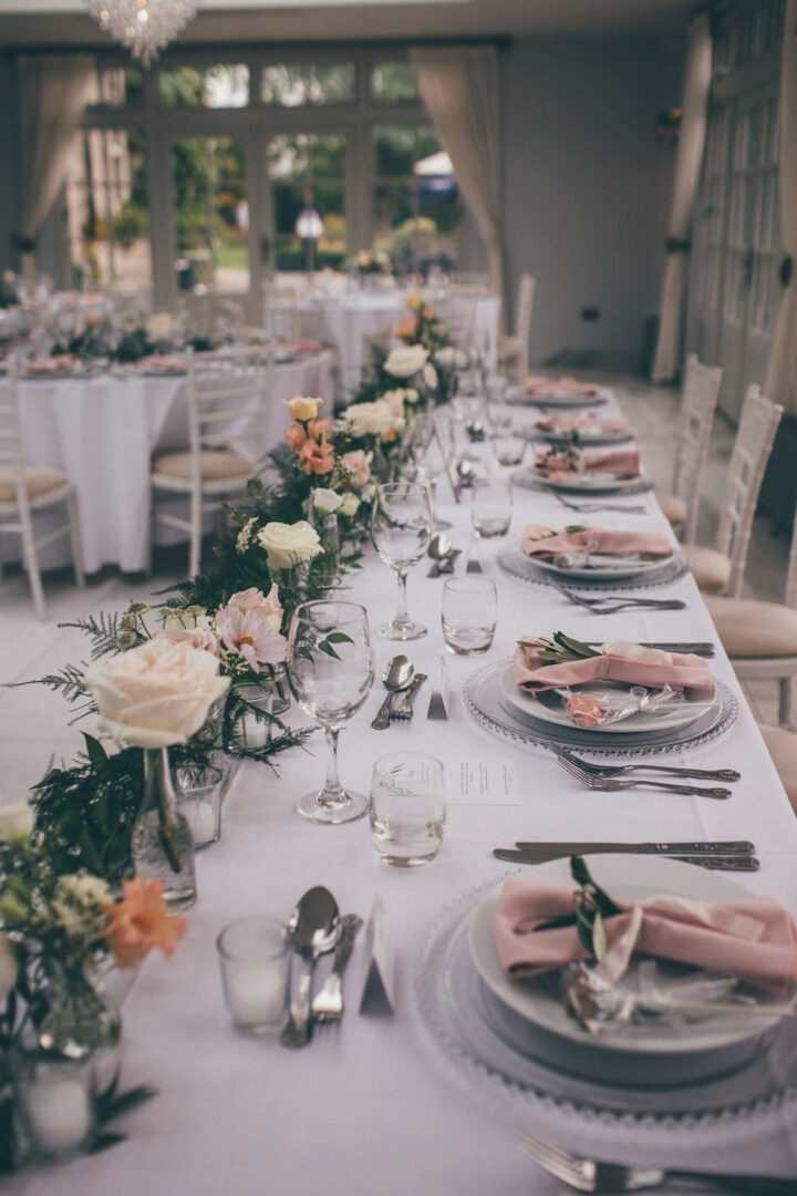 Top Table Wedding Flower Decor Garland Helen Jane Smiddy Photography