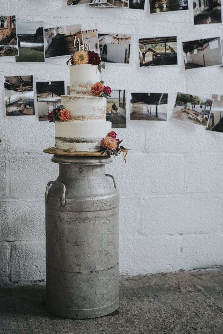 Wedding Cake Stand Idea Milk Churn Tora Baker Photography