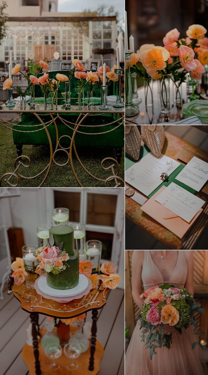Wedding Colours Peach Emerald Claire Gutierrez Photography