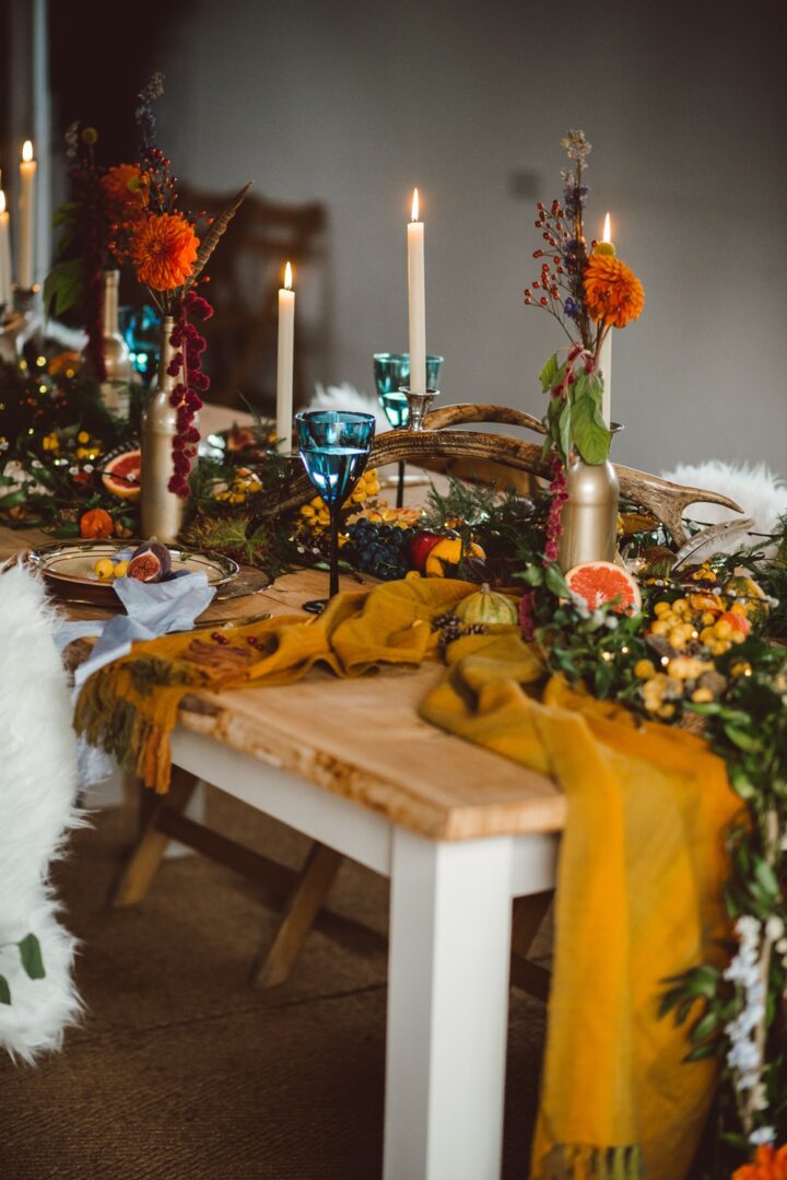 Wedding Table Runner Idea Blanket Dhw Photography