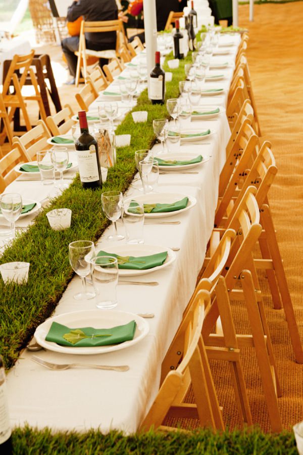 Wedding Table Runner Idea Grass Turf Rowan Lamb