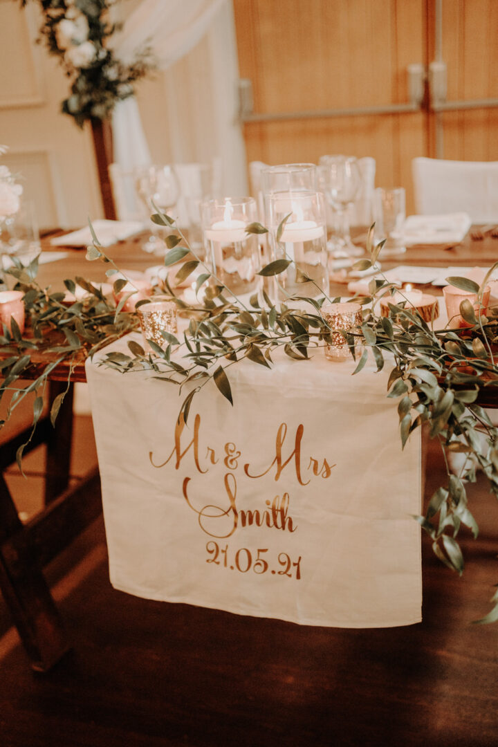 Wedding Table Runner Idea Personalised Danielle Leslie Photography