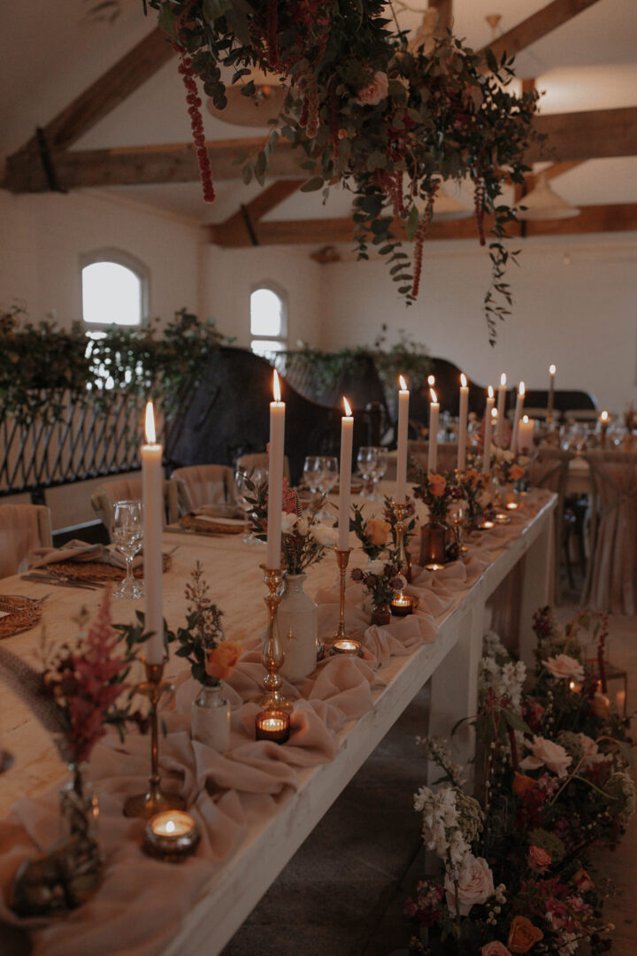 Wedding Table Runner Ideas Candles Helen Rose Photography